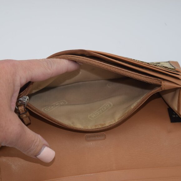 Coach Soho Buckle Signature "C" Canvas and Tan Leather Wallet - Picture 12 of 12